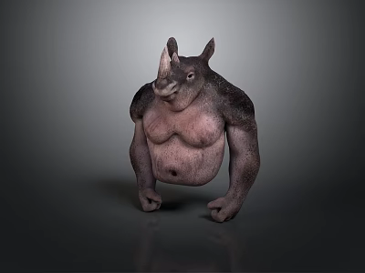 3D Rendered Muscular Rhinoceros With Strong Chest And Arms 3d model