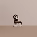 Classic Wooden Single Chair With Intertwined Carved Backrest And Patterned Seat