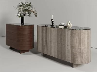 Elegant Wooden Entryway Console Tables With Vase Plant Candle And Decorative Items 3d model