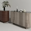 Elegant Wooden Entryway Console Tables With Vase Plant Candle And Decorative Items