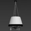 Elegant Modern Wall Lamp Design With White Shade Black Trim And Crystal Pendants