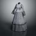 Vintage Style Women's Dress With Lace Details Long Sleeves And Layered Skirt