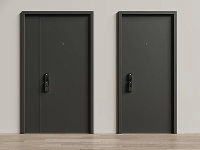 Modern Black Security Doors with Sleek Design and Secure Lock Systems 3d model