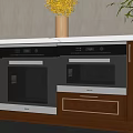 Built in Haier Kitchen Appliances With Wooden Cabinets And White Countertop