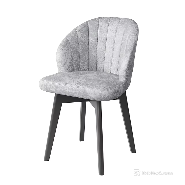 Stylish Modern Gray Striped Upholstered Accent Chair With Dark Wooden Legs 3d model 
