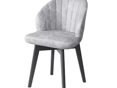 Stylish Modern Gray Striped Upholstered Accent Chair With Dark Wooden Legs 3d model