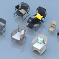 Various Styles Leisure Chairs With Rattan Metal Frame And Colorful Cushions For Interior Decoration