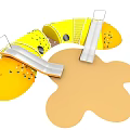 Fun Yellow Fruit Shaped Playground Equipment With Silver Slides And Colorful Dots