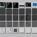 Modern Black And White Switch Panels With Various Designs And Smart Display Features 3d model
