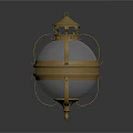 Golden Spherical Chandelier With Metal Frame Decorative Top Cap And Transparent Glass Shade