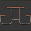 Sturdy Red Wooden Picnic Dining Table Set with Attached Benches and Metal Frame