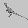 Realistic 3D Velociraptor Model With Brown Orange Stripes Standing Open Mouth