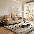 Cream wind home sofa coffee table combination 3d model