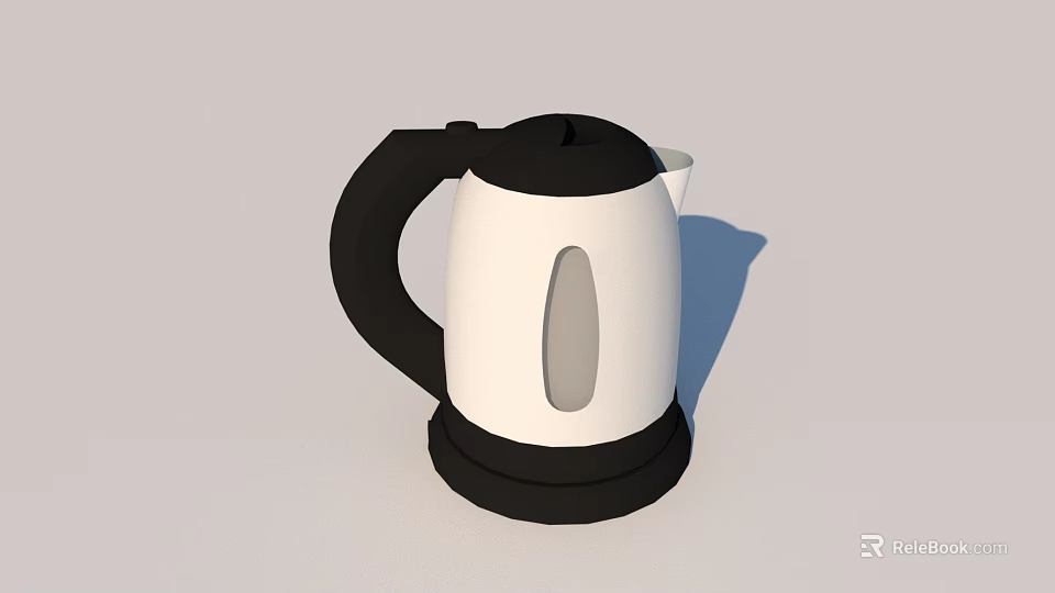 Black And White Modern Electric Kettle With Sleek Body For Daily Household Use 3d model 