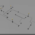 Technical Wiring Layout Design With Connection Nodes Path Lines And Indicator Lights
