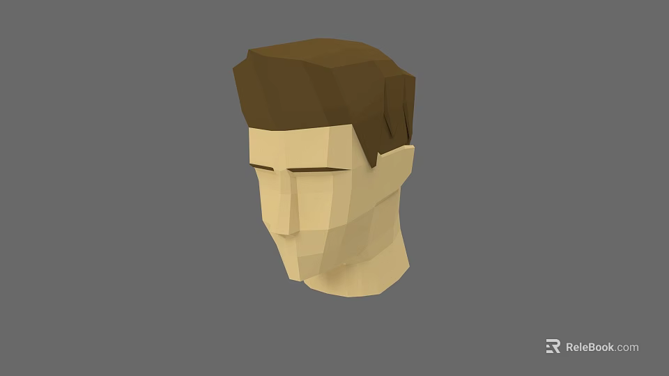 Low Poly Male Character 3D Head Model Design for Game and Film 3d model 
