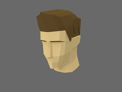 Low Poly Male Character 3D Head Model Design for Game and Film 3d model