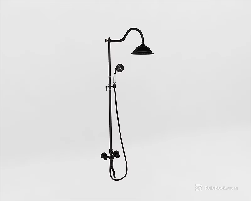 Black Modern Shower System With Overhead Head Handheld Sprayer And Control Valve 3d model 