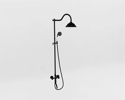 Black Modern Shower System With Overhead Head Handheld Sprayer And Control Valve 3d model
