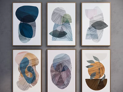 Abstract Framed Wall Art With Colorful Geometric Shapes For Modern Home Decor 3d model