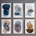 Abstract Framed Wall Art With Colorful Geometric Shapes For Modern Home Decor