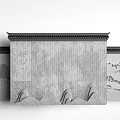 Traditional Chinese Partition with Gray Brick Wall Landscape Patterns Eaves and Mountain Shaped Decorations