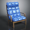 Modern Blue Lounge Chair with Wooden Frame Quilted Backrest and Seat Cushion