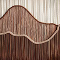 Artistic Woven Room Divider With Brown Beige Mountain Shape Tassel Design For Interior