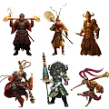 2D Monkey King Cartoon Characters 3d model