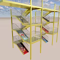Modern Yellow Multi Level Tower With Staircases And Open Balconies Design 3d model