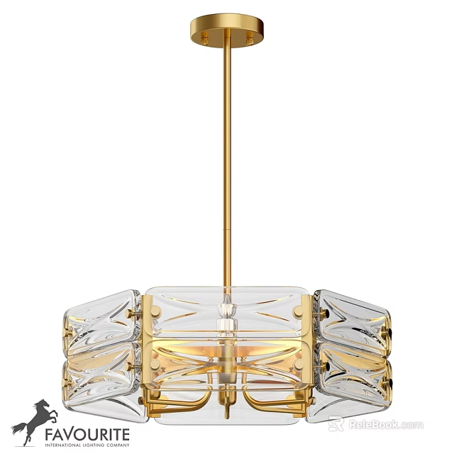 Elegant Modern Chandelier With Transparent Crystal Shades And Gold Metal Frame 3d model 