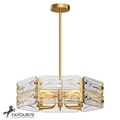 Elegant Modern Chandelier With Transparent Crystal Shades And Gold Metal Frame 3d model