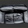 People Enjoying Comfortable Gray Leather Double Seater Sofa With Wrinkled Design