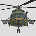 Detailed Military Camouflage Helicopter With Rotors Fuselage And Equipment Structure