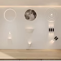 Modern Lighting Combination With Circular Moon Shaped Spiral Wall Mounted And Hanging Fixtures