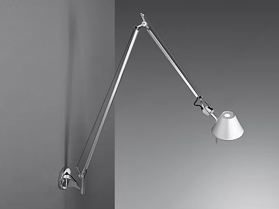 Modern Adjustable Metal Wall Lamp with White Shade Mounted on Gray Wall 3d model