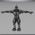 Metallic Wolf Like Creature Character Muscular Body Arms Outstretched Standing Pose