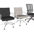 Modern Office Chairs With Leather Mesh Upholstery Armrests Metal Base And Casters