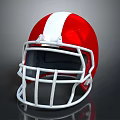 Shiny Red American Football Helmet With White Stripe And White Facemask