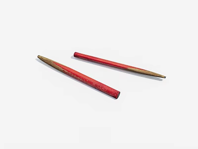 Sleek Red Writing Pen With Gold Tip And Smooth Wooden Body Design 3d model