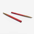 Sleek Red Writing Pen With Gold Tip And Smooth Wooden Body Design