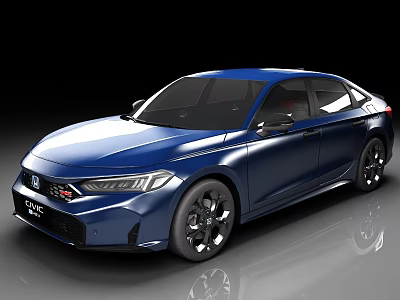 Blue GTI Sedan With Sporty Design Sleek Body And Black Wheels 3d model