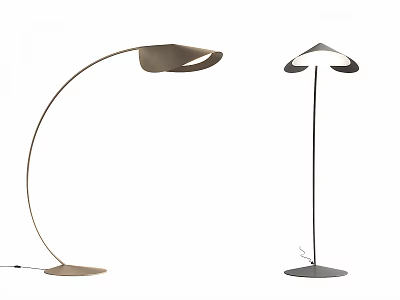 Modern Floor Lamps with Curved and Straight Arms Dome Shades and Round Bases 3d model