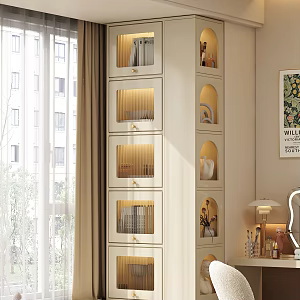 Modern Bedroom Bay Window Cabinet Dressing Table Curtain Ornaments Chair Hanging Painting Dressing Cabinet 3d model