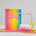 Vibrant Photo Spot With Colorful Stripes Pink Stay Get Fashion Letters And Sansu Sign