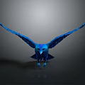 Blue Eagle With Spread Wings 3D Artistic Model On Gray Background Showing Reflection