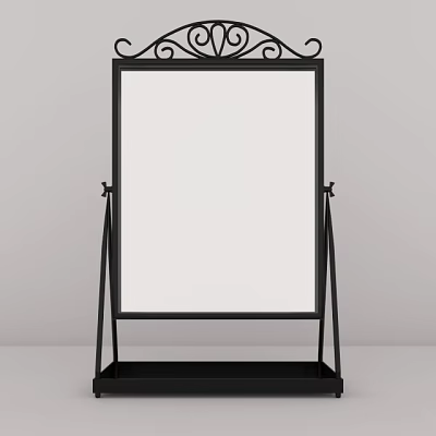 Modern Rectangular Black Frame Mirror With Stand And Bottom Shelf For Home Decor 3d model