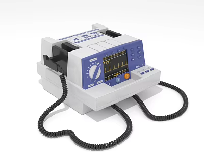 Advanced Medical Defibrillator With Digital Display Screen Control Knobs And Cables 3d model