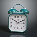 Green Alarm Clock With Double Bells White Dial And Black Hands On Reflective Surface 3d model