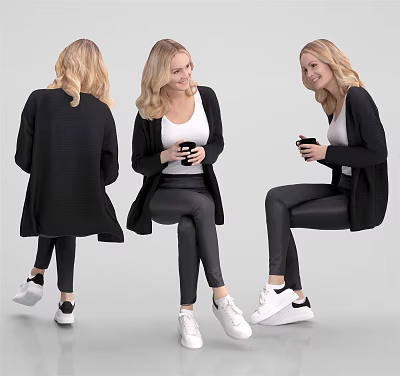 Modern Woman Sitting Woman 3d model